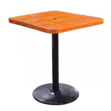 SQ36TAB40 - 36" Square Perforated Metal Counter Height Pedestal Table With Cast-Iron Base