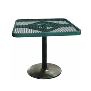SQ36TABX30 - 36" Square Expanded Metal Dining Height Pedestal Table With Cast-Iron Base