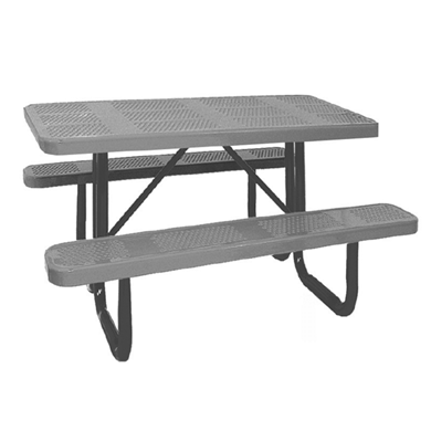 T4XPP-PERF - 4 FT. Rectangle Thermoplastic Perforated Steel Picnic Table With Black Portable Galvanized Steel Frame
