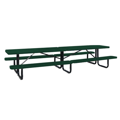 T12XPP-PERF - 12 FT. Rectangle Thermoplastic Perforated Steel Picnic Table With Black Portable Galvanized Steel Frame