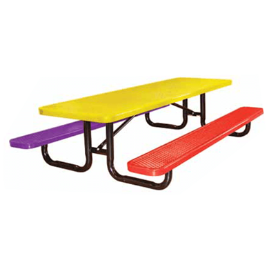 T8XPP-CHILD  - 8 Ft. Children's Rectangular Expanded Thermoplastic Steel Picnic Table With Portable Black Powder Coated Galvanized Steel Frame