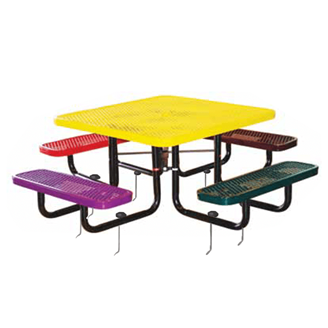 T46SQIG-CHILD - 46" Children's Square Expanded Metal Picnic Table With Inground Black Powder Coated Galvanized Steel Frame