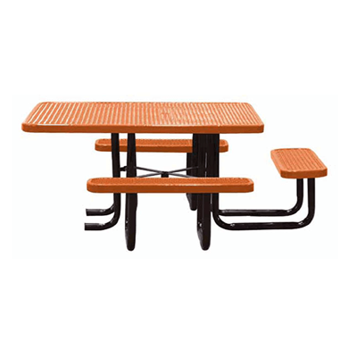 T46SQP-ADA -  46” ADA 3-Seat Square Thermoplastic Expanded Steel Picnic Table With Black Portable Galvanized Steel Frame