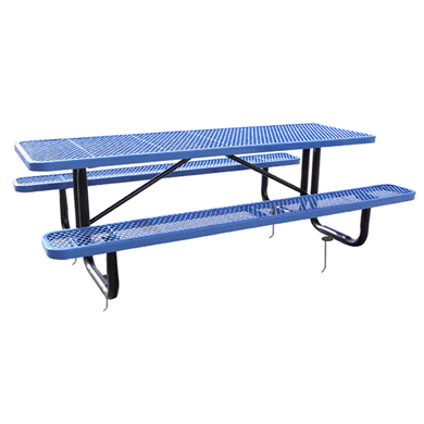 T8XPIG - 8 FT. Rectangle Thermoplastic Expanded Steel Picnic Table With Black Inground Galvanized Steel Frame 