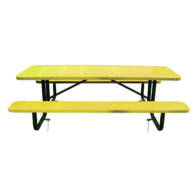 T6XPIG-PERF - 6 FT. Rectangle Thermoplastic Perforated Steel Picnic Table With Black Inground Galvanized Steel Frame