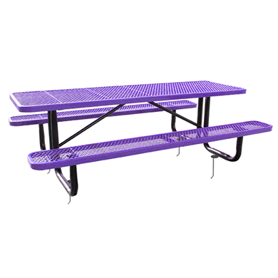 T6XPIG - 6 FT. Rectangle Thermoplastic Expanded Steel Picnic Table With Black Inground Galvanized Steel Frame