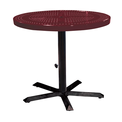 36TAB30 - 36" Round Perforated Metal Dining Height Pedestal Table With Cast-Iron Base