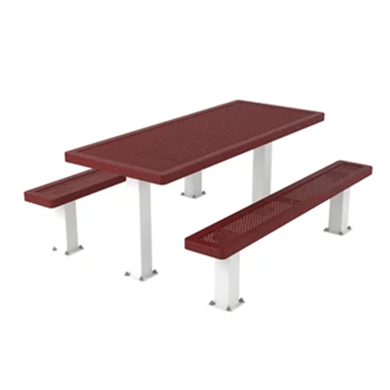 T6INNV4-4SM - 6 Ft. Innovated Style 4-4 Double Pedestal Octagonal Thermoplastic Steel Picnic Table With 2 Unattached Seats, Surface Mount