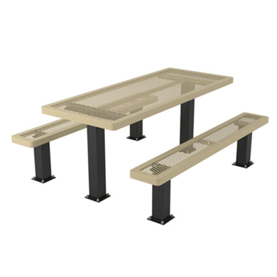 T6RC4-4SM - 6 Ft. Regal Style 4-4 Pedestal Rectangular Thermoplastic Steel Picnic Table With Unattached Benches, Surface Mount