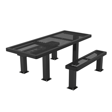 T6RCHDCP4-4SM - 6 Ft. ADA Regal Style 4-4 Pedestal Rectangular Thermoplastic Steel Picnic Table With 4’ Unattached Benches, Surface Mount