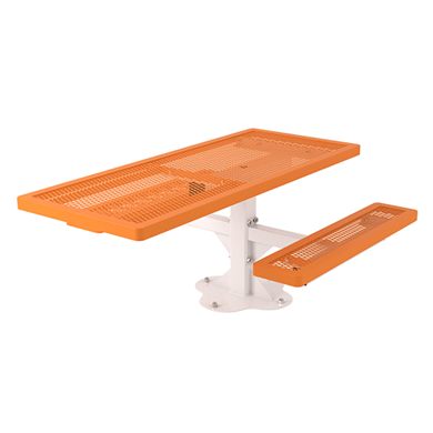 T6RCPEDHDCPSM - 6 Ft. ADA Regal Style Single Pedestal Rectangular Thermoplastic Steel Picnic Table With 4’ Benches, Surface Mount