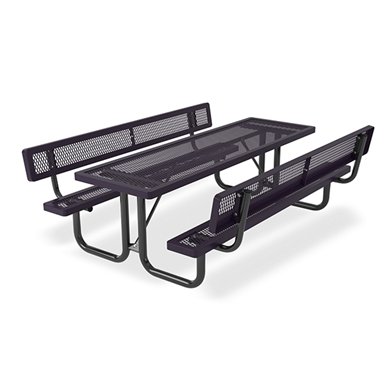 T6RCWB - 6 Ft. Regal Style Rectangular Thermoplastic Steel Picnic Table With Backed Seats