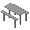 6 Ft. Rolled Style 4-4 Double Pedestal Rectangle Thermoplastic Steel Picnic Table With Unattached Benches, Surface Mount