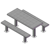 6 Ft. Rolled Style 4-4 Double Pedestal Rectangle Thermoplastic Steel Picnic Table With Unattached Benches, Surface Mount