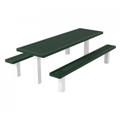 T8INNV4-4S - 8 Ft. Innovated Style 4-4 Double Pedestal Rectangle Thermoplastic Steel Picnic Table With 2 Unattached Seats, Inground Mount
