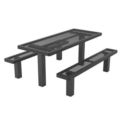 T8RC4-4S -  8 Ft. Regal Style 4-4 Pedestal Rectangular Thermoplastic Steel Picnic Table With Unattached Benches, Inground Mount