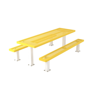 T8RC4-4SM - 8 Ft. Regal Style 4-4 Pedestal Rectangular Thermoplastic Steel Picnic Table With Unattached Benches, Surface Mount