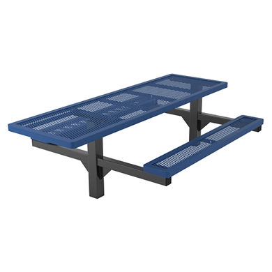 T8RCDBLPEDHDCPS - 8 Ft. ADA Regal Style Single Pedestal Rectangular Thermoplastic Steel Picnic Table With 6’ Benches, Inground Mount 