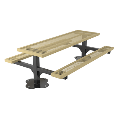 T8RCDBLPEDSM - 8 Ft. Regal Style Rectangular Double Pedestal Thermoplastic Steel Picnic Table, Surface Mount