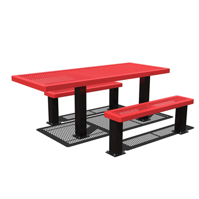 T8RCHDCP4-4SM - 8 Ft. ADA Regal Style 4-4 Pedestal Rectangular Thermoplastic Steel Picnic Table With 6’ Unattached Benches, Surface Mount