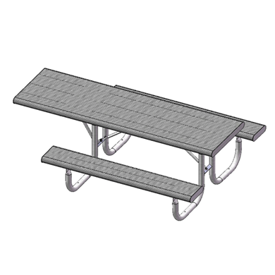 T8ROLLHDCP - 8 Ft. ADA Single-End Rolled Style Rectangle Thermoplastic Steel Picnic Table, Portable