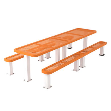 T10RC4-4SM - 10 Ft. Regal Style 4-4 Pedestal Rectangular Thermoplastic Steel Picnic Table With Unattached Benches, Surface Mount 