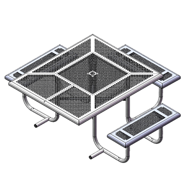 T46OCTPERF-3 -  46” Space Saver Perforated Style Octagonal Thermoplastic Steel Picnic Table With 3 Seats, Portable