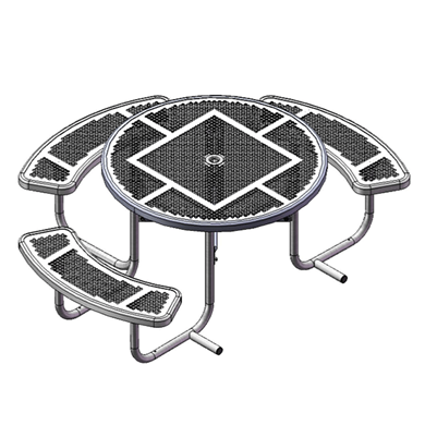 T46RACSINNV-3 - 46” Space Saving Innovated Style Round Thermoplastic Steel Picnic Table With 3 Seats, Portable