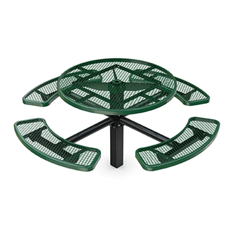 T46RACSPEDS - 46” Ultra Leisure Style Round Pedestal Thermoplastic Steel Picnic Table With Inground