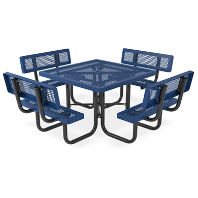 T46RCWB - 46" Regal Style Square Thermoplastic Steel Picnic Table With Backed Seats