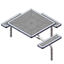 T46WEB-3S - 46” Space-Saver Regal Style Square Web Thermoplastic Steel Picnic Table With 3 Attached Seats, Inground Mount