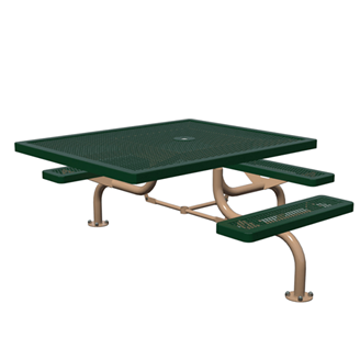 T46WEB-3SMADA - 46” X 57” ADA Regal Style Square Web Thermoplastic Steel Picnic Table With 3 Attached Seats, Surface Mount