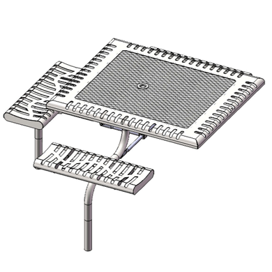 T46WEBCLASS-3SADA - 46” X 57” ADA Classic Style Web Square Thermoplastic Steel Picnic Table With 3 Attached Seat, Inground Mount