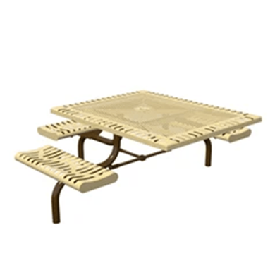 T46WEBCLASS-3SM - 46” X 57” Space Saver Classic Style Web Square Thermoplastic Steel Picnic Table With 3 Attached Seat, Surface Mount