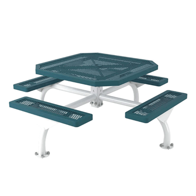 T46WEBOCTPSM - 46” Regal Style Octagonal Web Thermoplastic Steel Picnic Table, Surface / Portable Mount