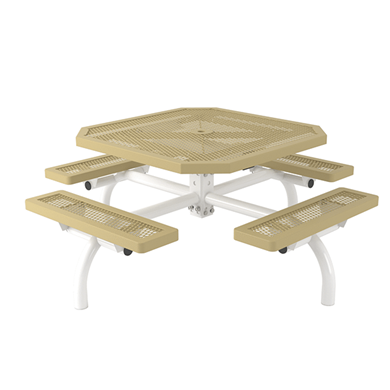 T46WEBOCTS - 46” Regal Style Octagonal Web Thermoplastic Steel Picnic Table, Inground Mount 
