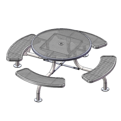T46WEBRACSPSM - 46” Regal Style Round Web Thermoplastic Steel Picnic Table, Surface / Portable Mount