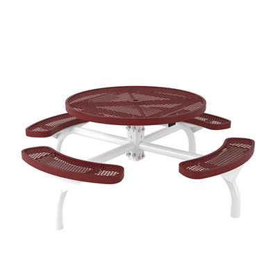 T46WEBRACSS - 46” Regal Style Round Web Thermoplastic Steel Picnic Table, Inground Mount 