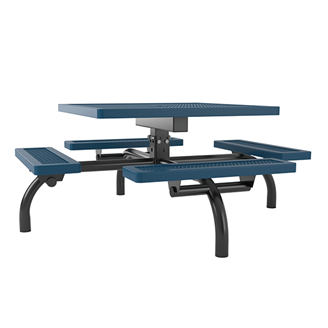 T46WEBS - 46” Regal Style Square Web Thermoplastic Steel Picnic Table, Inground Mount