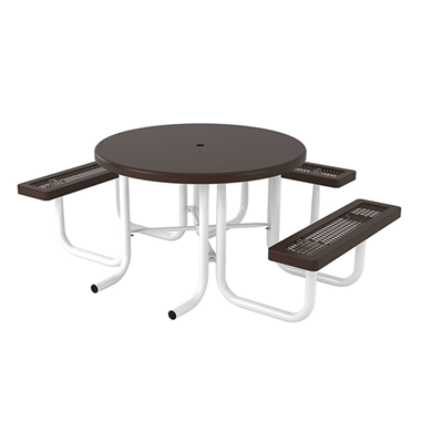 TS46RACS-3 - 46” Space Saving Regal Style 3-Seat Round Thermoplastic Steel Picnic Table With Solid Top