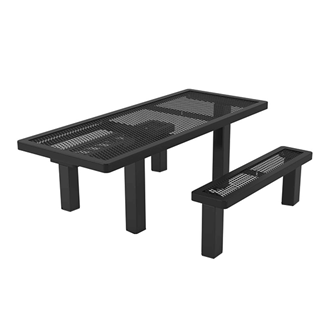 T6RCHDCP4-4S - 6 Ft. ADA Regal Style 4-4 Pedestal Rectangular Thermoplastic Steel Picnic Table With 4’ Unattached Benches, Inground Mount