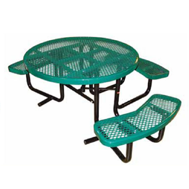 T46ROP-ADA - 46” ADA 3-Seat Round Thermoplastic Expanded Steel Picnic Table With Black Portable Galvanized Steel Frame
