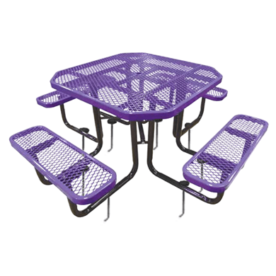 T46OCTIG - 46” Octagonal Thermoplastic Expanded Steel Picnic Table With Black Inground Galvanized Steel Frame