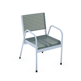 CSTACK  - Stacking Expanded Metal Style Thermoplastic Steel Patio Chair With Armrest And Two-Piece Back, Portable