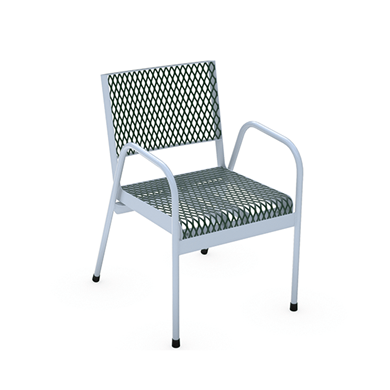 CSTACK  - Stacking Expanded Metal Style Thermoplastic Steel Patio Chair With Armrest And Two-Piece Back, Portable