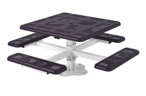Square Thermoplastic Steel Picnic Table, Perforated Style