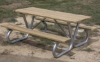 8 ft Rectangular Wooden Picnic Table Bolted Galvanized Frame