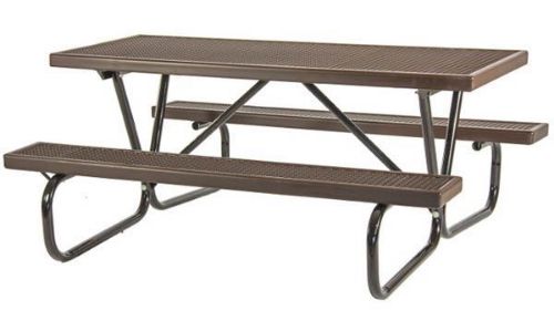 8 foot Rectangular Plastisol Picnic Table Bolted Galvanized Tube