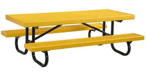 8 ft Childrens Rectangular Plastisol Picnic Table Galvanized Steel Frame