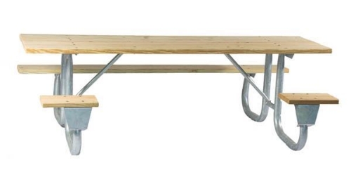 8 ft ADA Wheelchair Accessible Wood Picnic Table Welded Galvanized Steel Frame